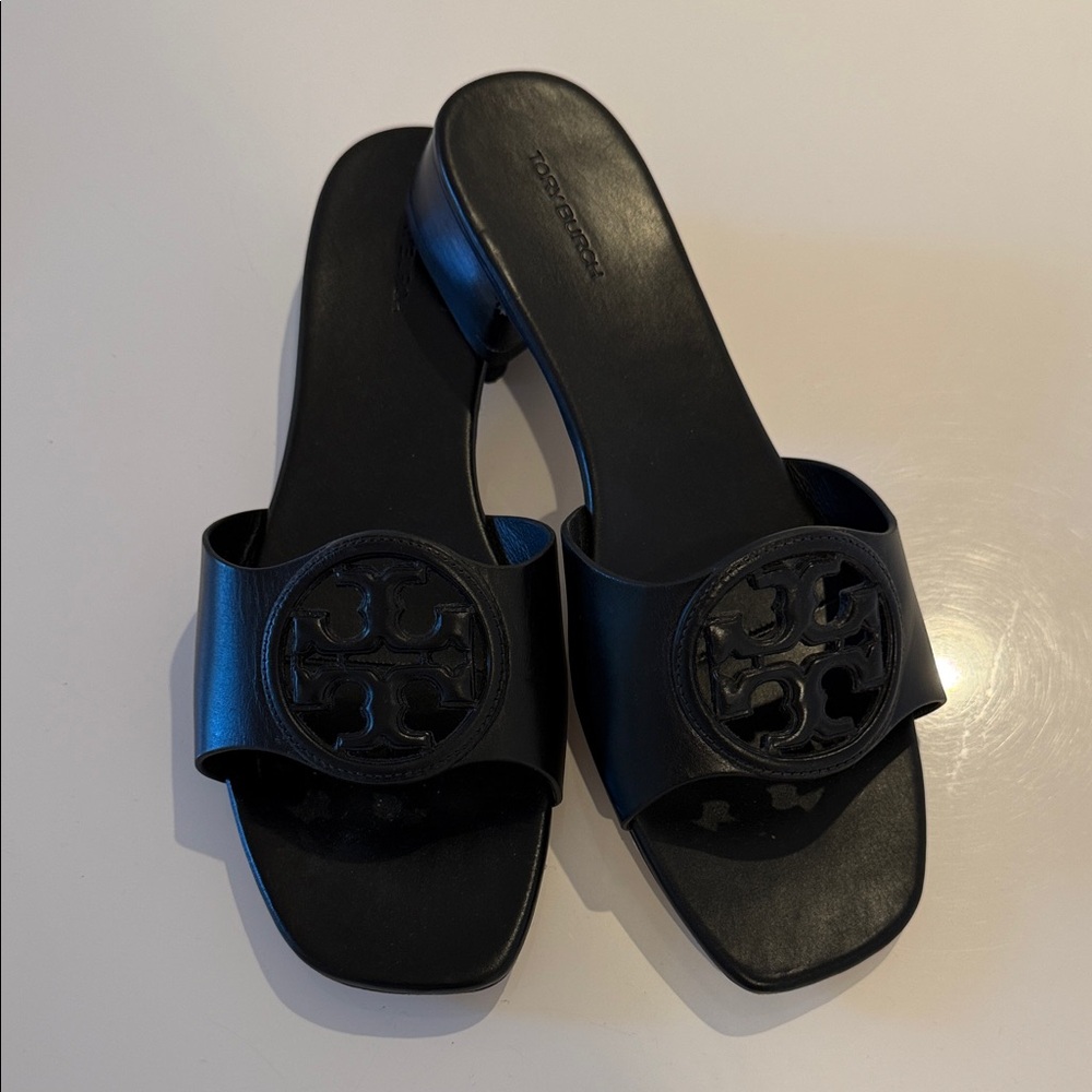 Tory Burch Monochrome Double T Slip-On Sandals